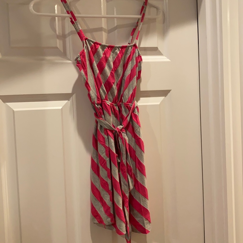 Never worn maternity pink and grey stripped tank